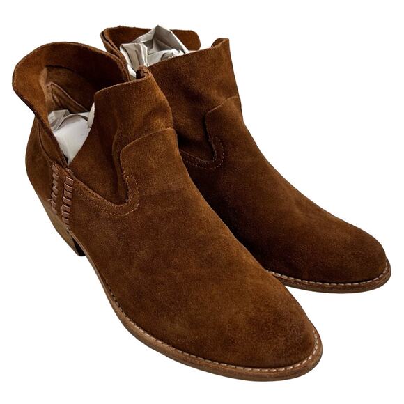 Dolce Vita Booties Womens 7 Chestnut Brown Suede Leather Western Block Heel Boho - Picture 2 of 12